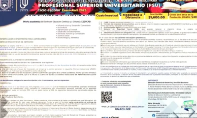 Convocatoria abierta para el PSU de la UNACH sin examen de admisión