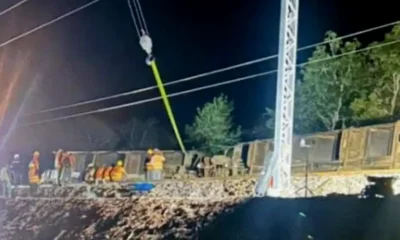 Descarrilan cuatro vagones del Tren Maya