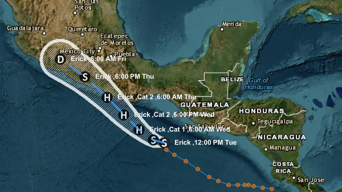 Huracán Erick llegará como categoría 2 la madrugada del 18